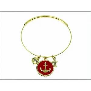 NEW MAD STYLE women's adjustable nautical anchor bangle bracelet in gold/red
